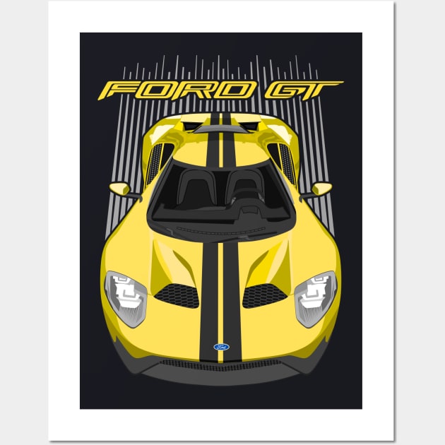 Ford GT-yellow and black Wall Art by V8social